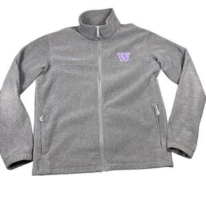 Columbia Gray‎ Fleece Jacket Washington Huskies Logo Women's XL